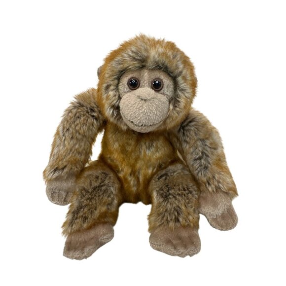 Aurora Plush Monkey Stuffed Animal Toy 8" Brown & Tan Soft Faux Fur Realistic - Picture 1 of 5
